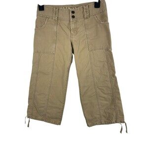 Abercrombie & Fitch Khaki Cargo Capri Pants Women Y2K Grunge Utility Low Rise